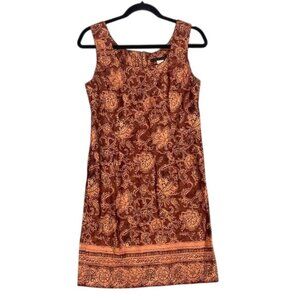 Peruvian Connection Floral Paisley Sheath Dress Size 6 Pima Cotton Sleeveless